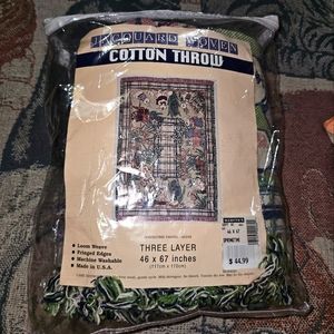 Jacquard Woven cotton throw blanket bunnies and chick's vintage 46×67in